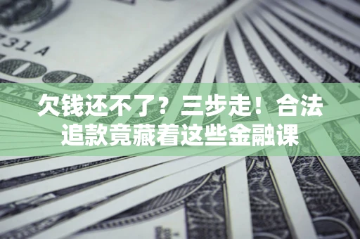 武汉欠钱还不了？三步走！合法追款竟藏着这些金融课